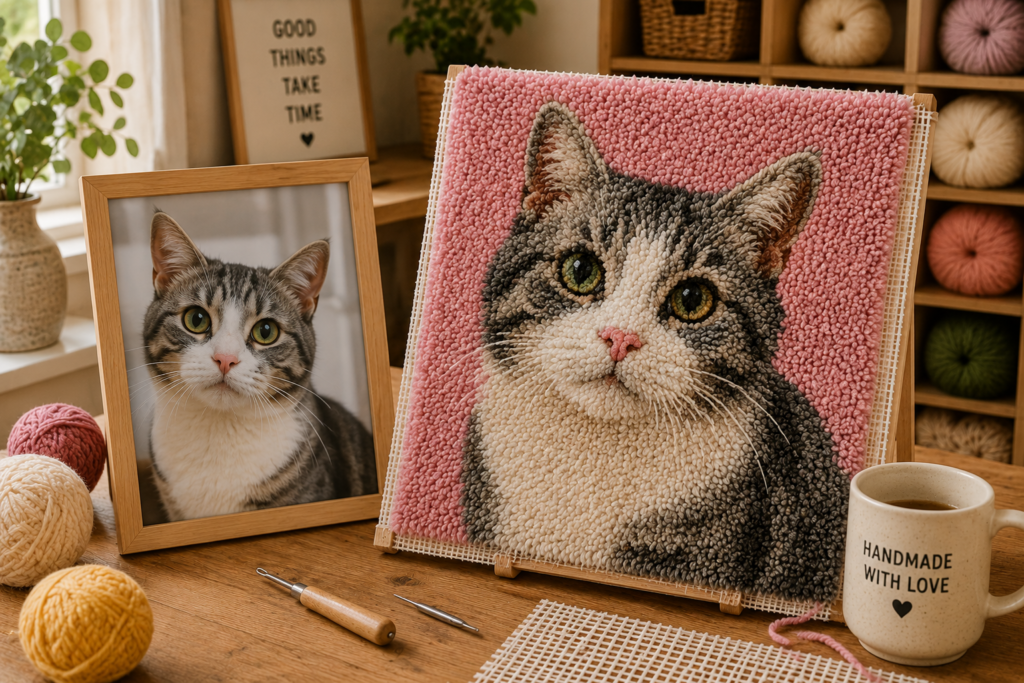 latch hook cat